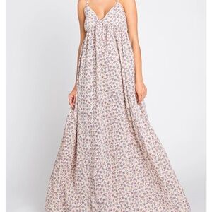 Pinkblush Cream Floral Spaghetti-Strap Maxi Dress